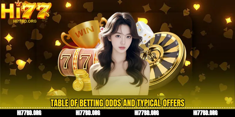 Table of betting odds and typical offers